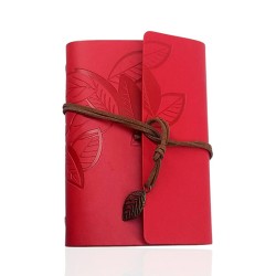 Retro Deri Defter Yaprak Tasarımlı Küçük Boy Kırmızı, çelik bileklik, modern takı, zarif aksesuar, kadın bileklik, erkek bilekli