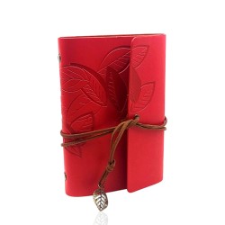 Retro Deri Defter Yaprak Tasarımlı Küçük Boy Kırmızı, çelik bileklik, modern takı, zarif aksesuar, kadın bileklik, erkek bilekli