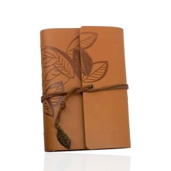 Retro Deri Defter Yaprak Tasarımlı Küçük Boy Taba, çelik bileklik, modern takı, zarif aksesuar, kadın bileklik, erkek bileklik