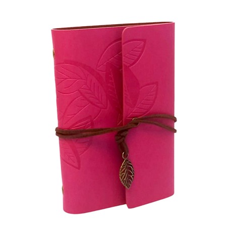Retro Deri Defter Yaprak Tasarımlı Küçük Boy Pembe, çelik bileklik, modern takı, zarif aksesuar, kadın bileklik, erkek bileklik