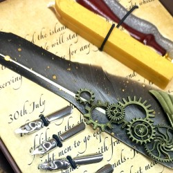 Tüylü Divid Kalem Set Mühürlü 5 Adet Uçlu Ayaklı, nostaljik oyuncak, dekoratif ahşap, özel tasarım, kaliteli hediyelik
