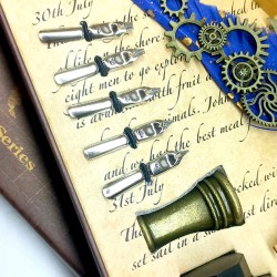 Tüylü Divid Kalem Set Mühürlü 5 Adet Uçlu Ayaklı, nostaljik oyuncak, dekoratif ahşap, özel tasarım, kaliteli hediyelik