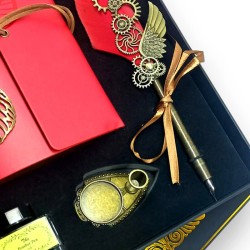 Tüylü Divid Retro Defter Set Mürekkepli Tüylü Divid Ayaklıklı, nostaljik oyuncak, dekoratif ahşap, özel tasarım, kaliteli hediye