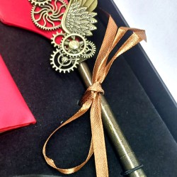 Tüylü Divid Retro Defter Set Mürekkepli Tüylü Divid Ayaklıklı, nostaljik oyuncak, dekoratif ahşap, özel tasarım, kaliteli hediye