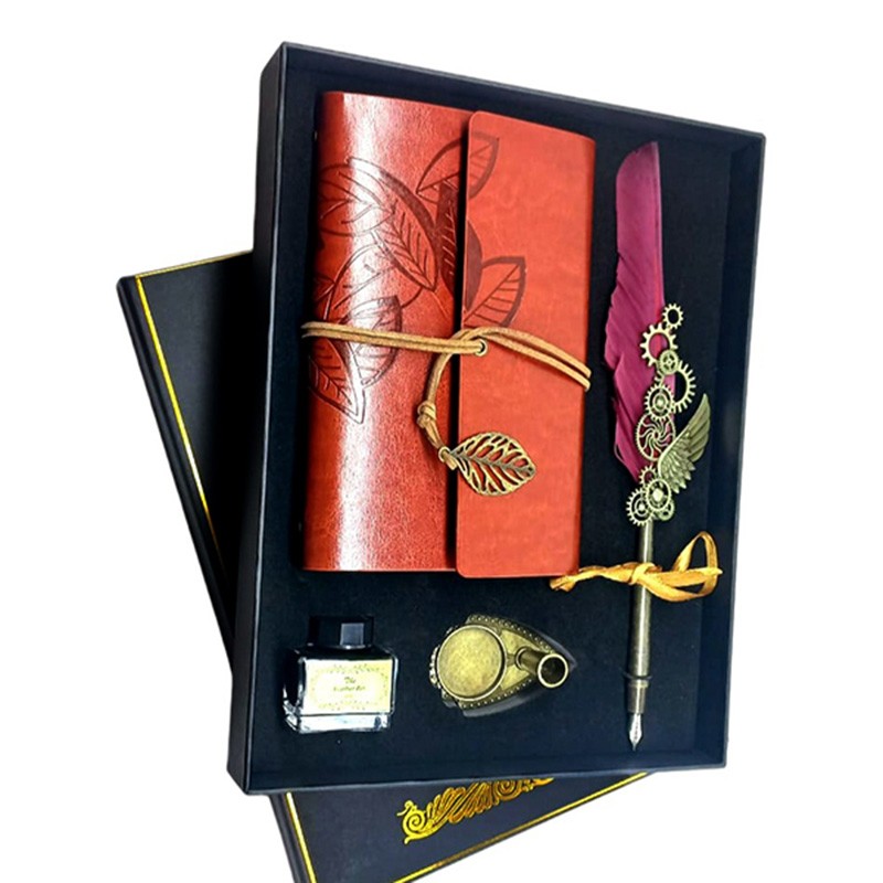 Tüylü Divid Retro Defter Set Mürekkepli Tüylü Divid Ayaklıklı, nostaljik oyuncak, dekoratif ahşap, özel tasarım, kaliteli hediye