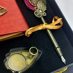 Tüylü Divid Retro Defter Set Mürekkepli Tüylü Divid Ayaklıklı, nostaljik oyuncak, dekoratif ahşap, özel tasarım, kaliteli hediye