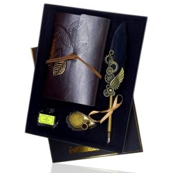 Tüylü Divid Retro Defter Set Mürekkepli Tüylü Divid Ayaklıklı, nostaljik oyuncak, dekoratif ahşap, özel tasarım, kaliteli hediye