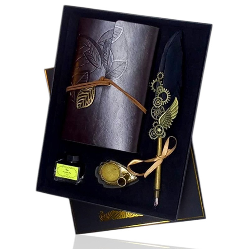 Tüylü Divid Retro Defter Set Mürekkepli Tüylü Divid Ayaklıklı, nostaljik oyuncak, dekoratif ahşap, özel tasarım, kaliteli hediye