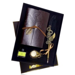 Tüylü Divid Retro Defter Set Mürekkepli Tüylü Divid Ayaklıklı, nostaljik oyuncak, dekoratif ahşap, özel tasarım, kaliteli hediye