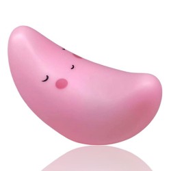 Gülen Yüz Ay Gece Lambası Pembe, nostaljik oyuncak, dekoratif ahşap, özel tasarım, kaliteli hediyelik