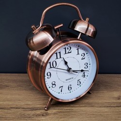 Metal Alarmlı Saat Bronz Renk Büyük Boy, nostaljik oyuncak, dekoratif ahşap, özel tasarım, kaliteli hediyelik