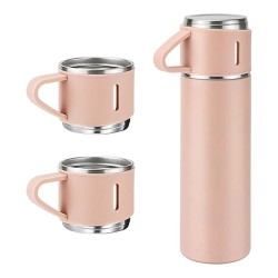 Kişiselleştirilebilir 3 Bardaklı Çelik Termos 05 Lt Pembe, çelik bileklik, modern takı, zarif aksesuar, kadın bileklik, erkek bi